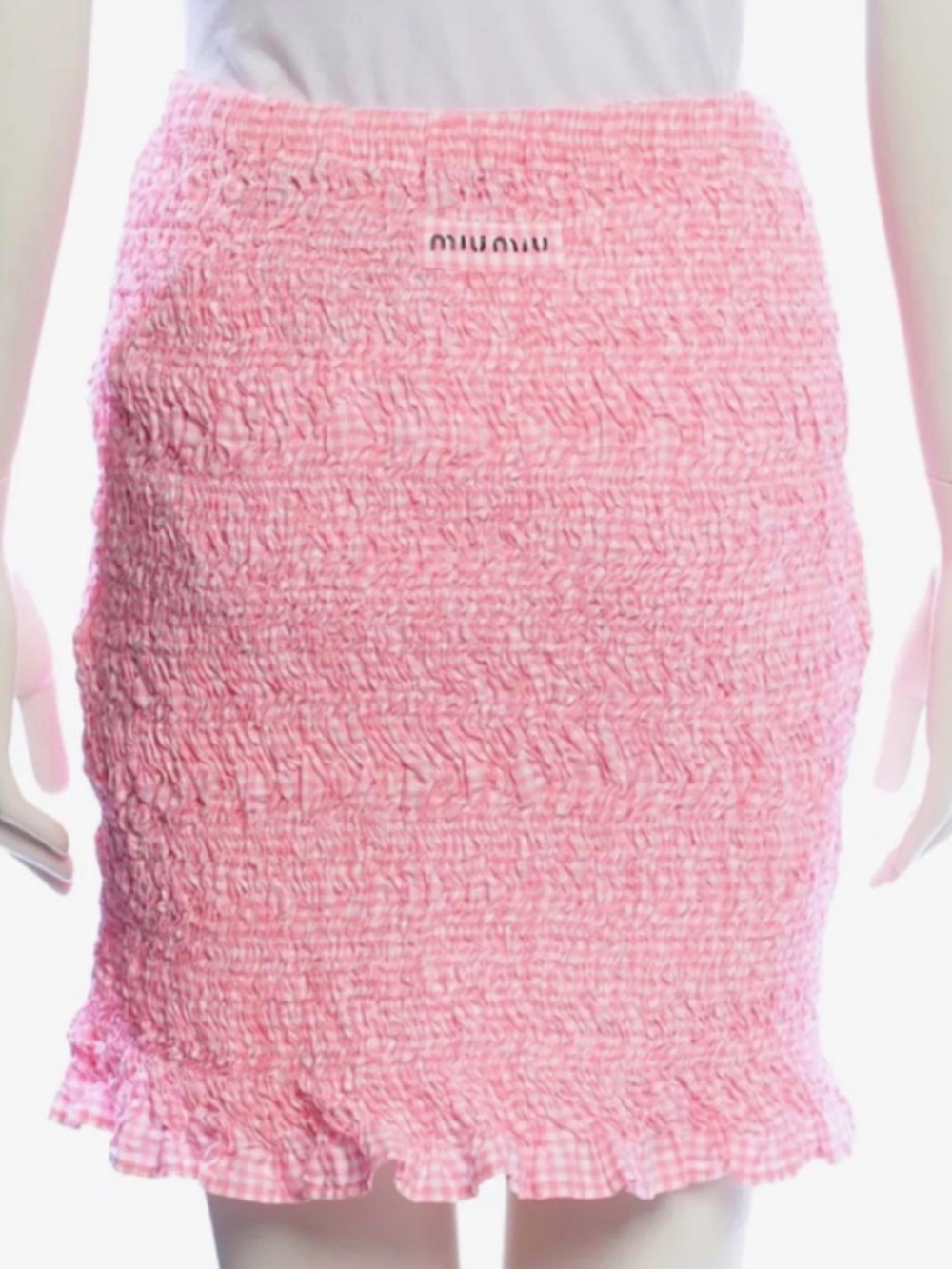 Miu Miu Women's Pink and White Skirt